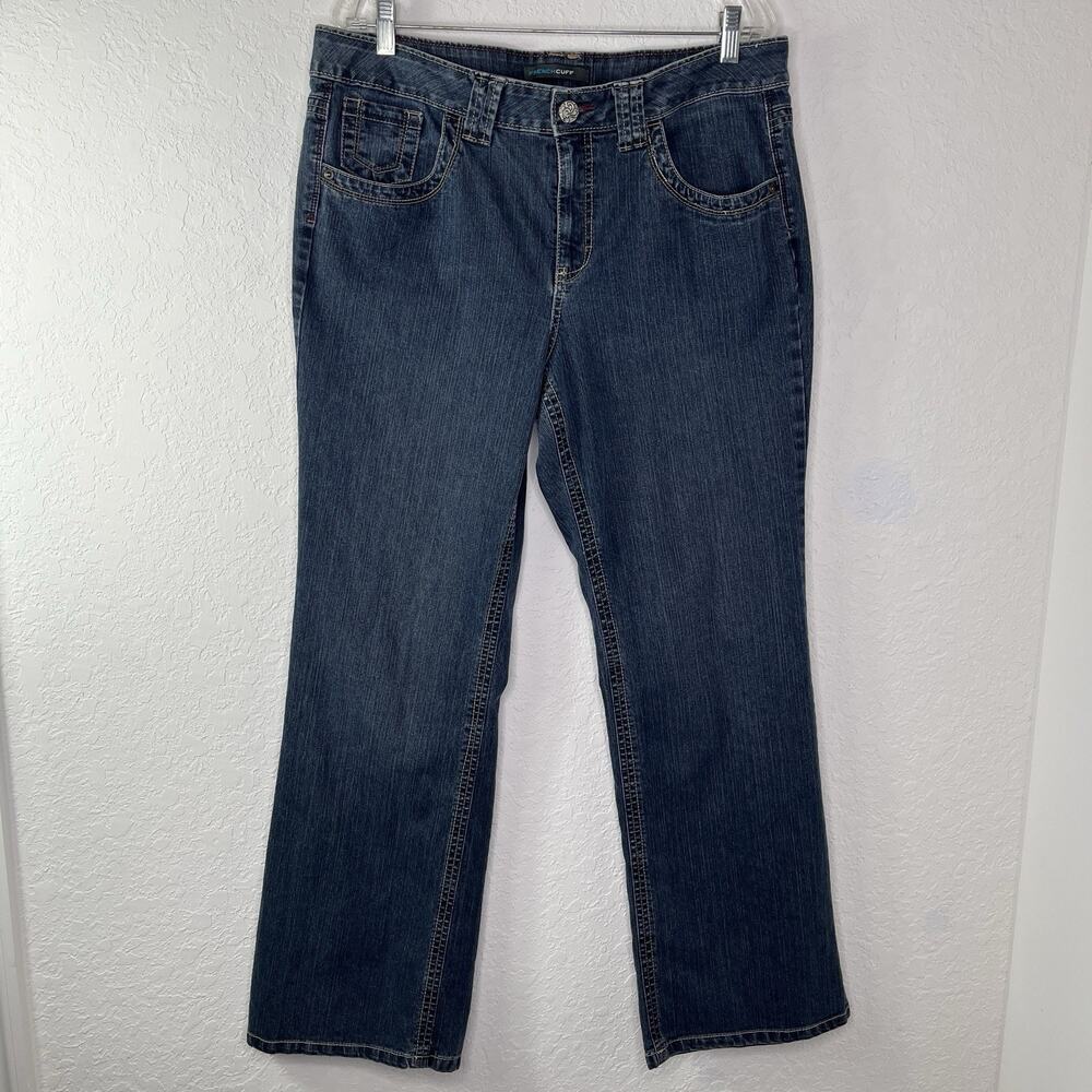 French Cuff Denim Straight leg Jeans Size 14, cotton blend, classic, casual